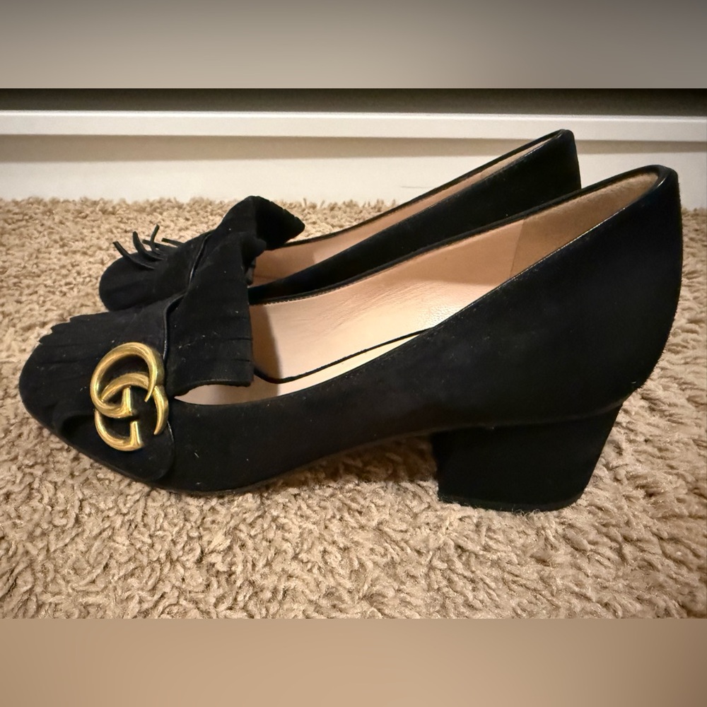 Gucci Black Women's Loafers SHOES PUMP Marmont 37.5 USA — SOLD